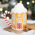 Mug de Noël en forme de maison en pain d'épices et de sucre d'orge