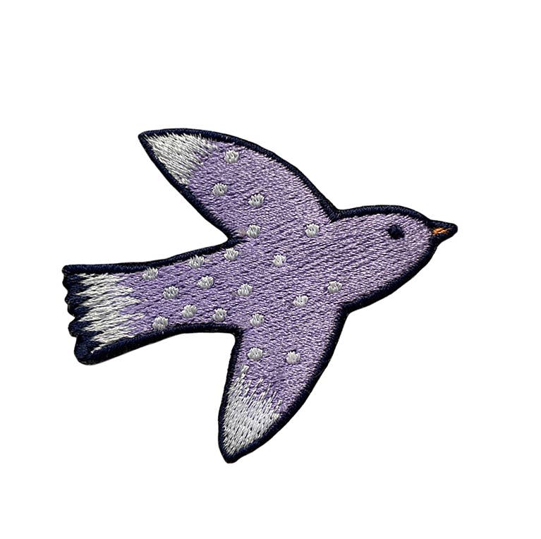 Patch brodé thermocollant motif Oiseau parme