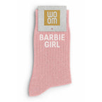 Chaussettes à Paillettes à Message "Barbie Girl" - Rose