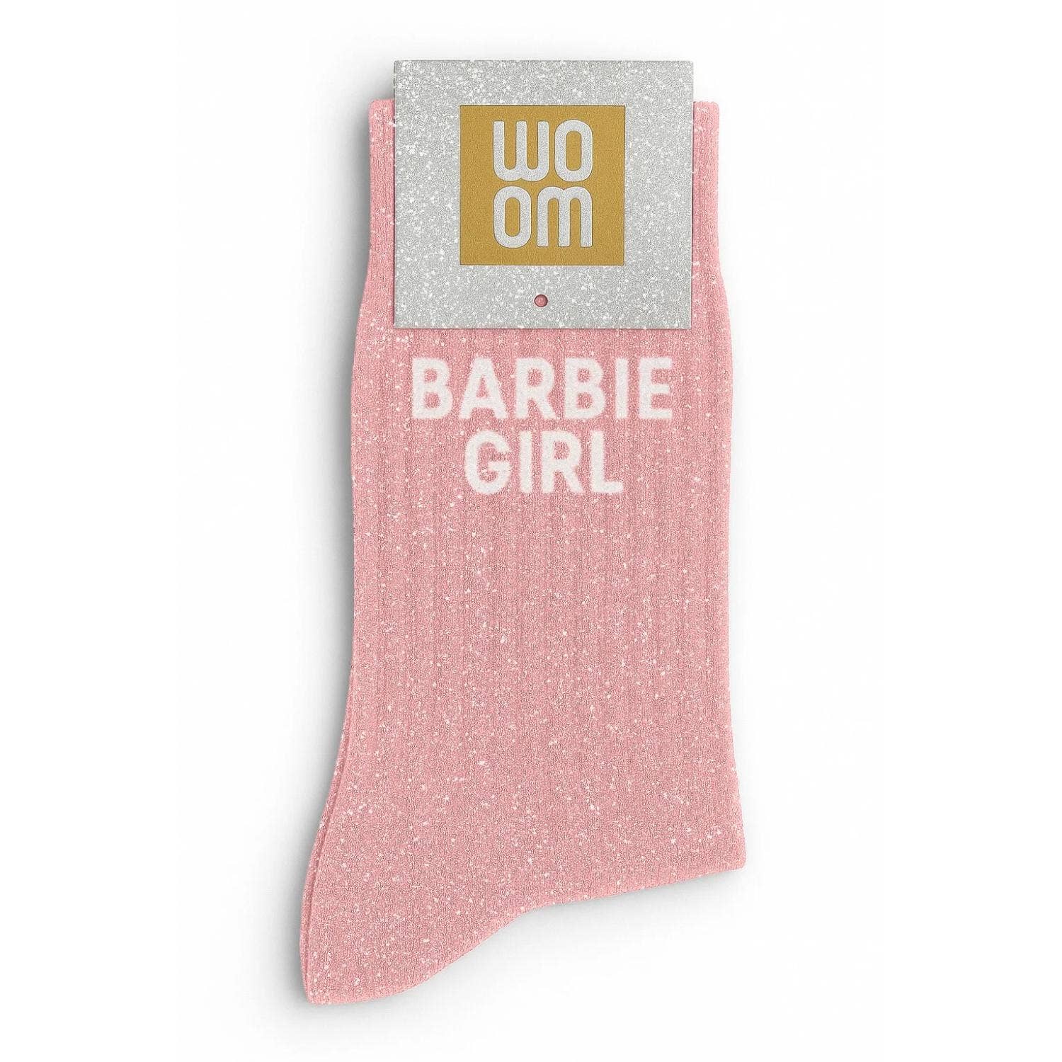 Chaussettes à Paillettes à Message "Barbie Girl" - Rose