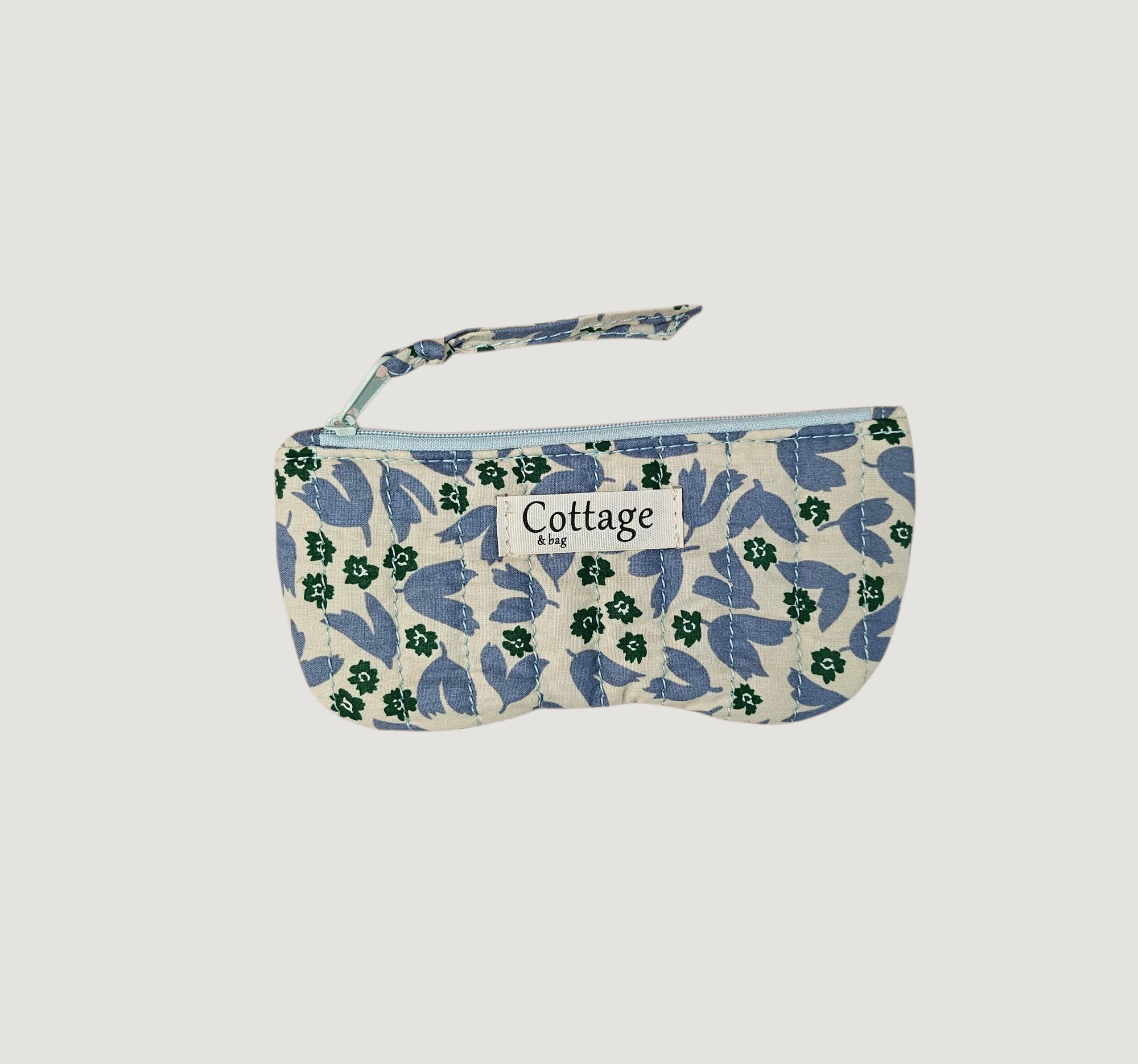 Porte lunette  100 % coton  : Petite blanche bleu