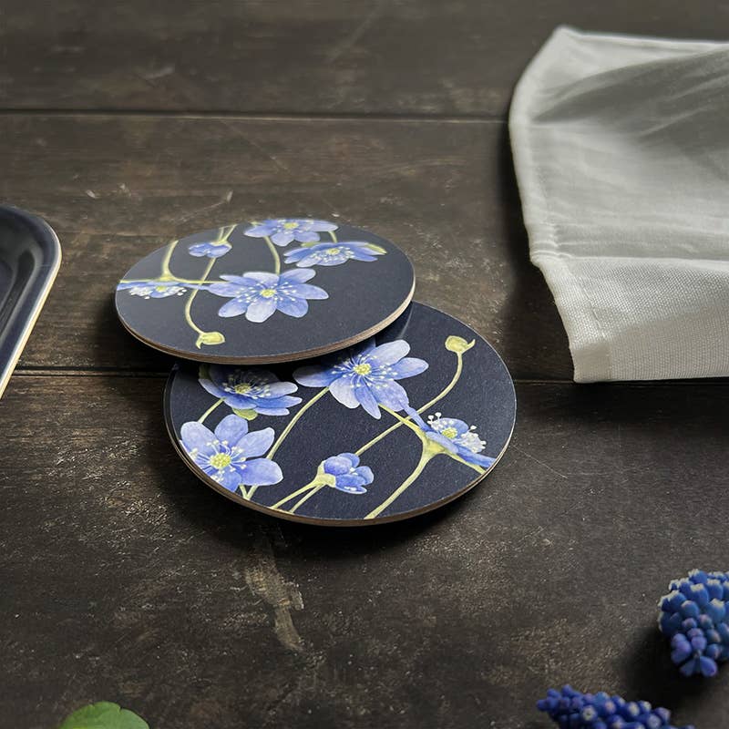 Dessous de verre Anémone - fabriqués en placage de hêtre en Europe