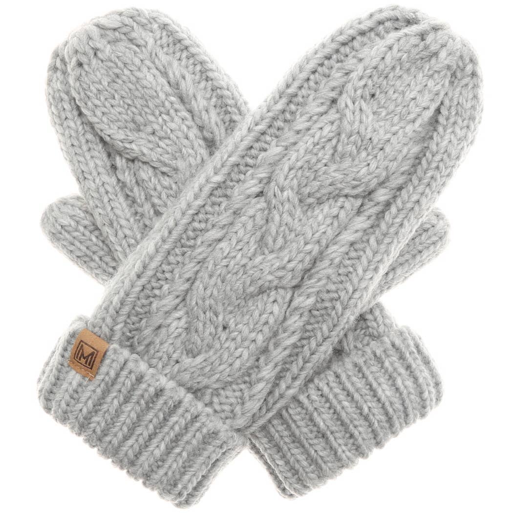 Gants d'hiver Mitaines en tricot torsadé avec doublure polaire: IVOIRE / Taille unique