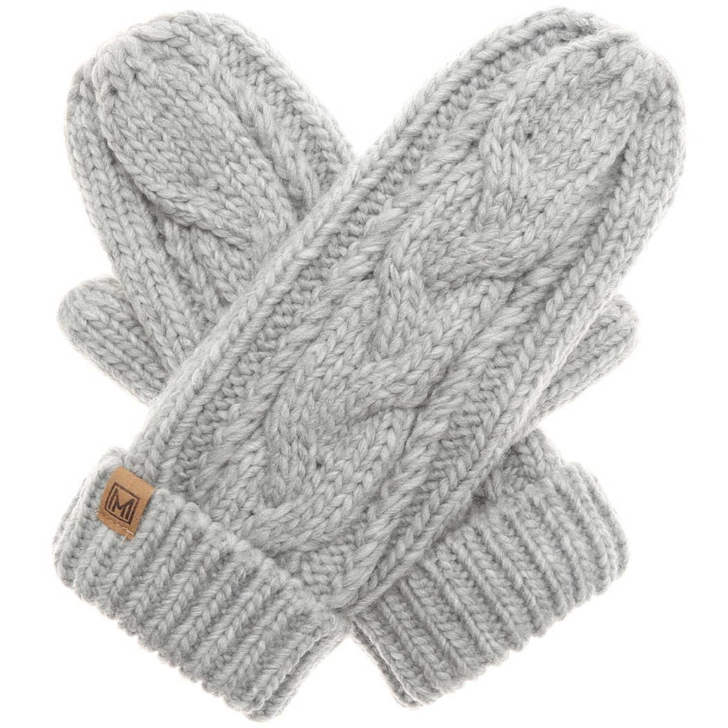 Gants d'hiver Mitaines en tricot torsadé avec doublure polaire: ROUGIR / Taille unique