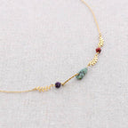 Collier Steel Stones Leaves: Rose