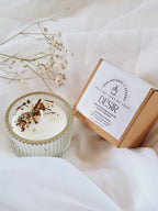 Bougie au soja dans un bocal en verre (mini) cèdre et bois de santal: Français