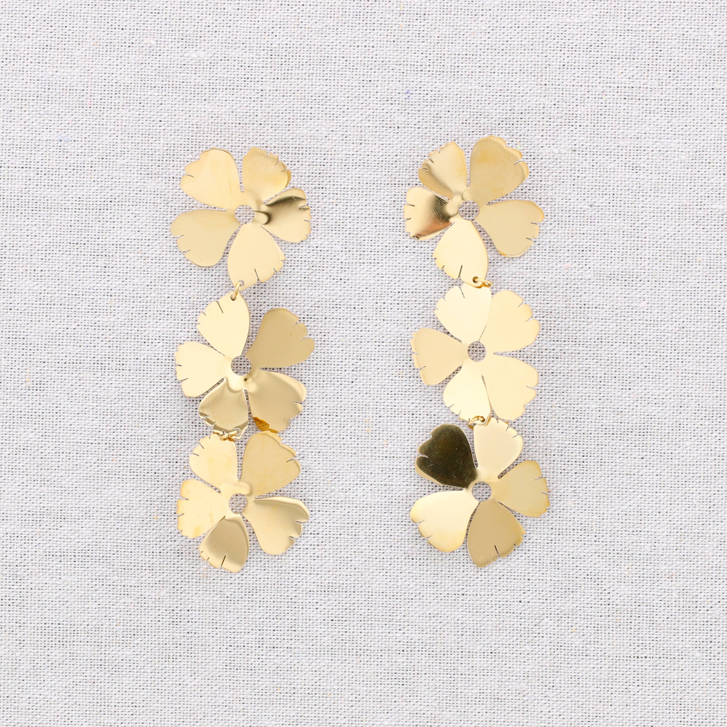 Boucles d'oreilles en acier pendentif fleurs: Or