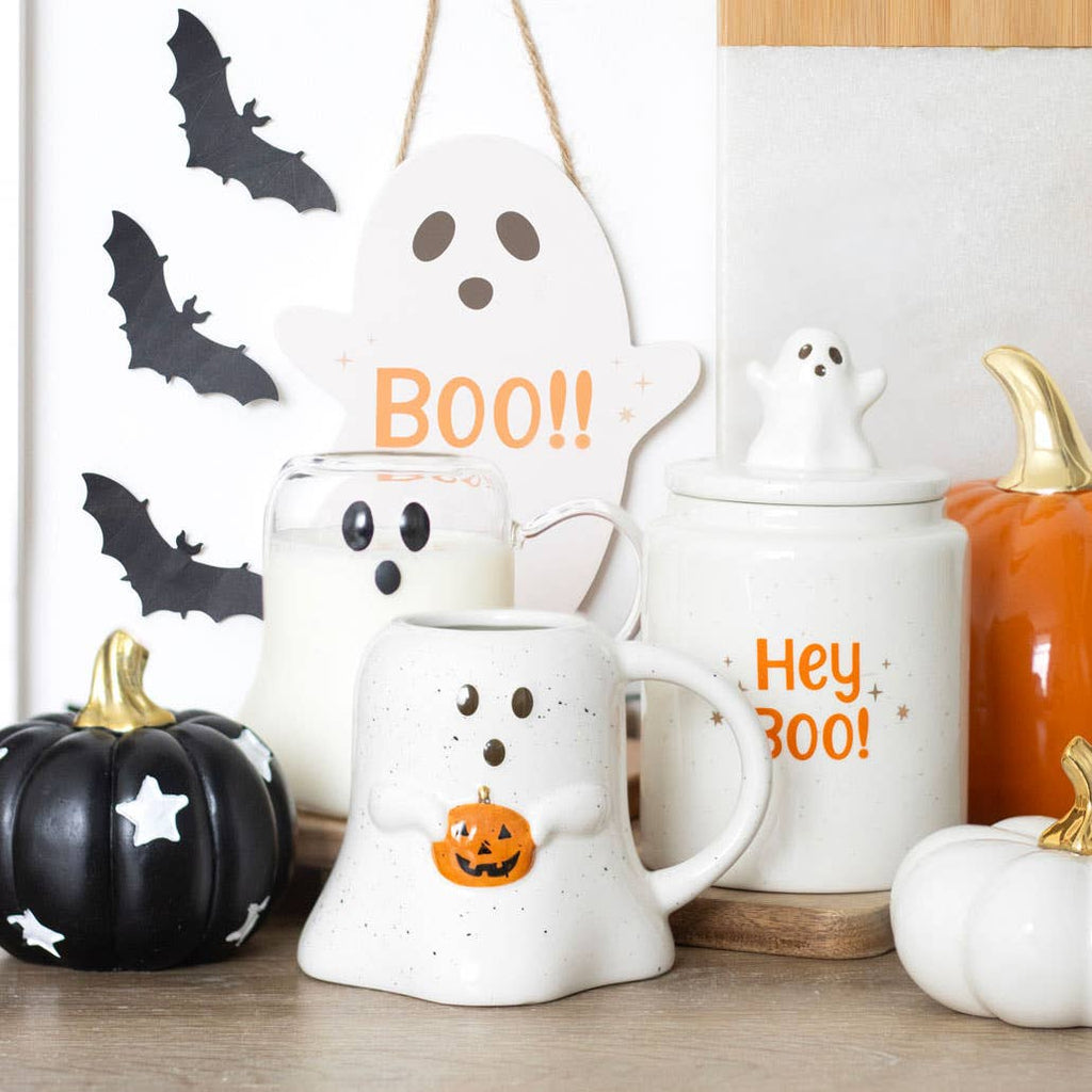 Tasse d'Halloween en forme de fantôme avec citrouille
