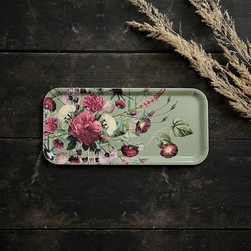 Plateau jardin de fleurs en fleurs 32x15 cm