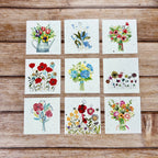 1 x petite carte carré traditionnelle fleurs
