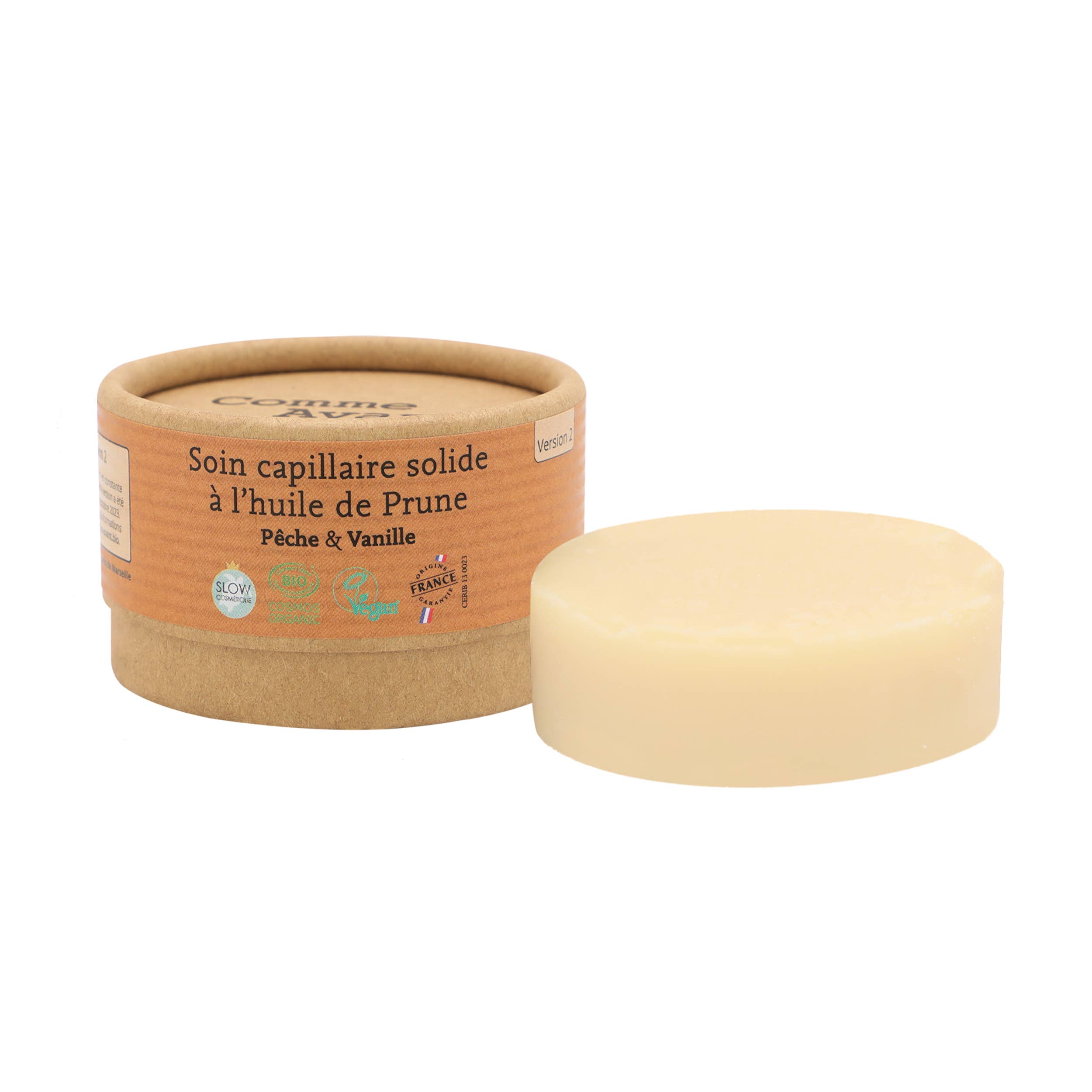 Soin capillaire solide à l'huile de prune bio: Brut sans parfum