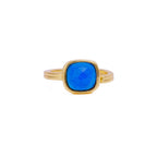 Bague Coussin Réglable Plaquée Or 18K Apatite Bleu Néon