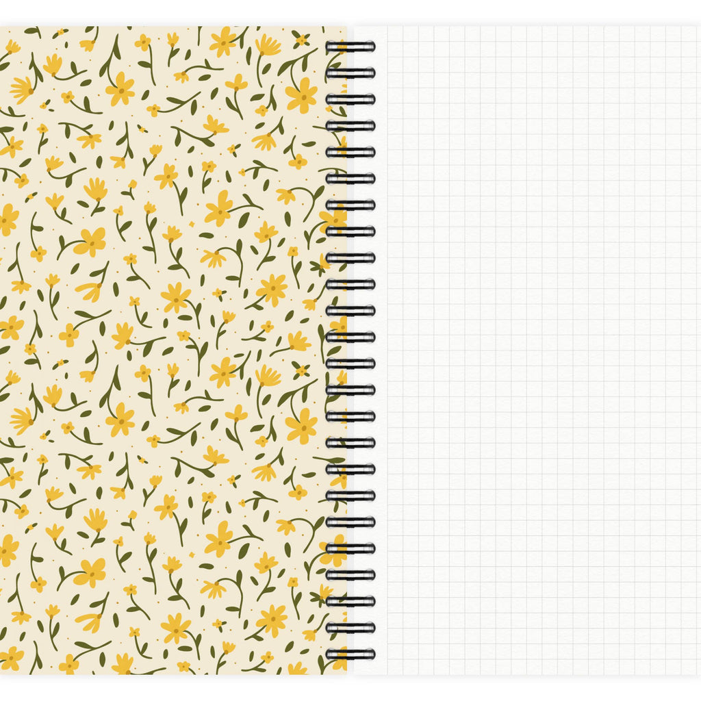 Bloc-notes A5 à motif floral bohème n° 1: Au carré (à carreaux)