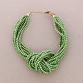 Collier Ras du Cou Nœud Perles Résine (B): Vert Menthe Foncé