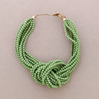 Collier Ras du Cou Nœud Perles Résine (B): Vert Menthe Foncé