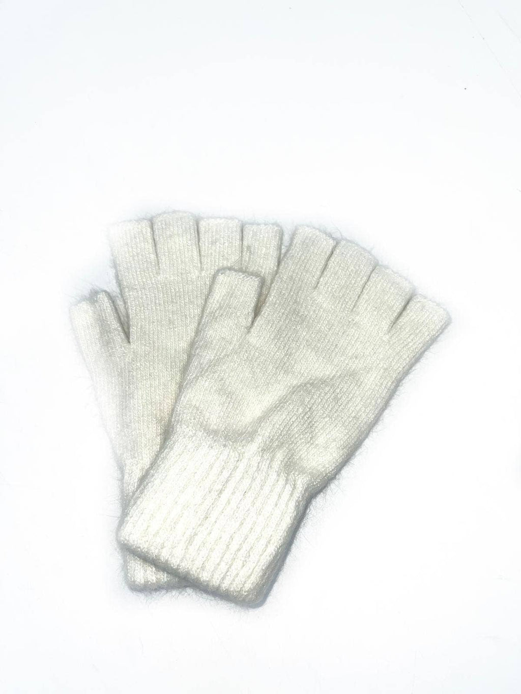 ST-3019 Mitaine uni lurex en laine d'angora mélangé: Gris