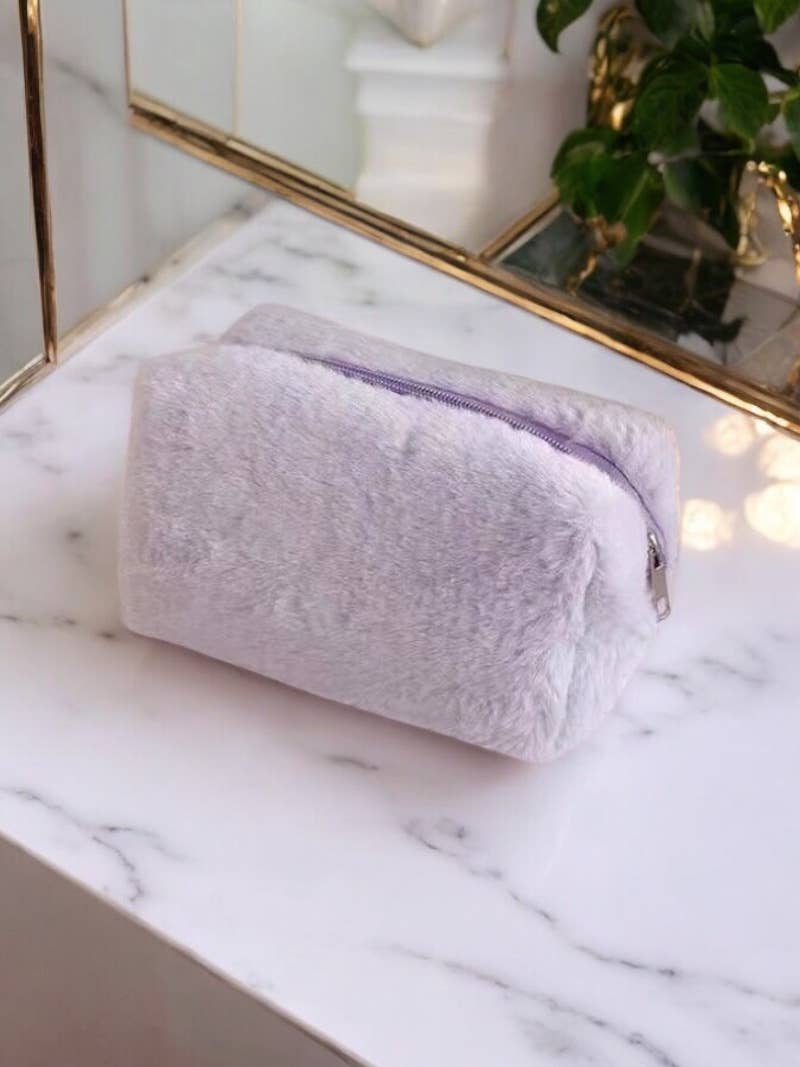 Trousse en fausse fourrure (20x13cm) CY23: Blanc