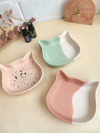 Plateau bol en forme de chat: Vert/blanc