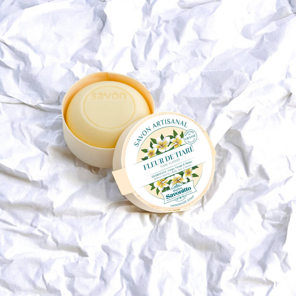  Savon Fleur de tiaré dans boite en bois 100g