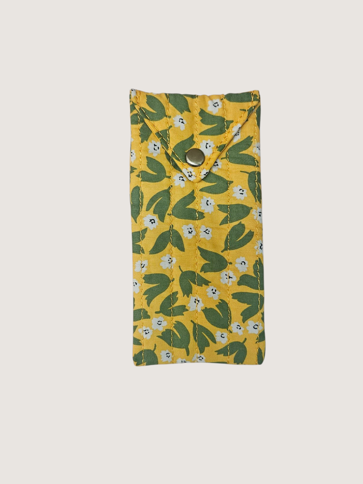 Trousse  lunette / stylo en 100 % coton : Fleur rouge turquoise