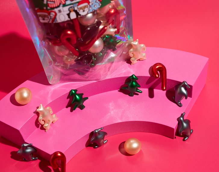 Sélection de perles de bain rétro du père Noël. 30 perles de bain de Noël