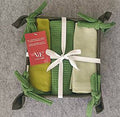 ENSEMBLE GREENERY 3 TORCHONS + PANIER