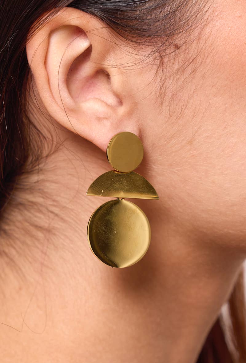Boucles d'oreilles géométriques en acier inoxydable 124AQ385: Or