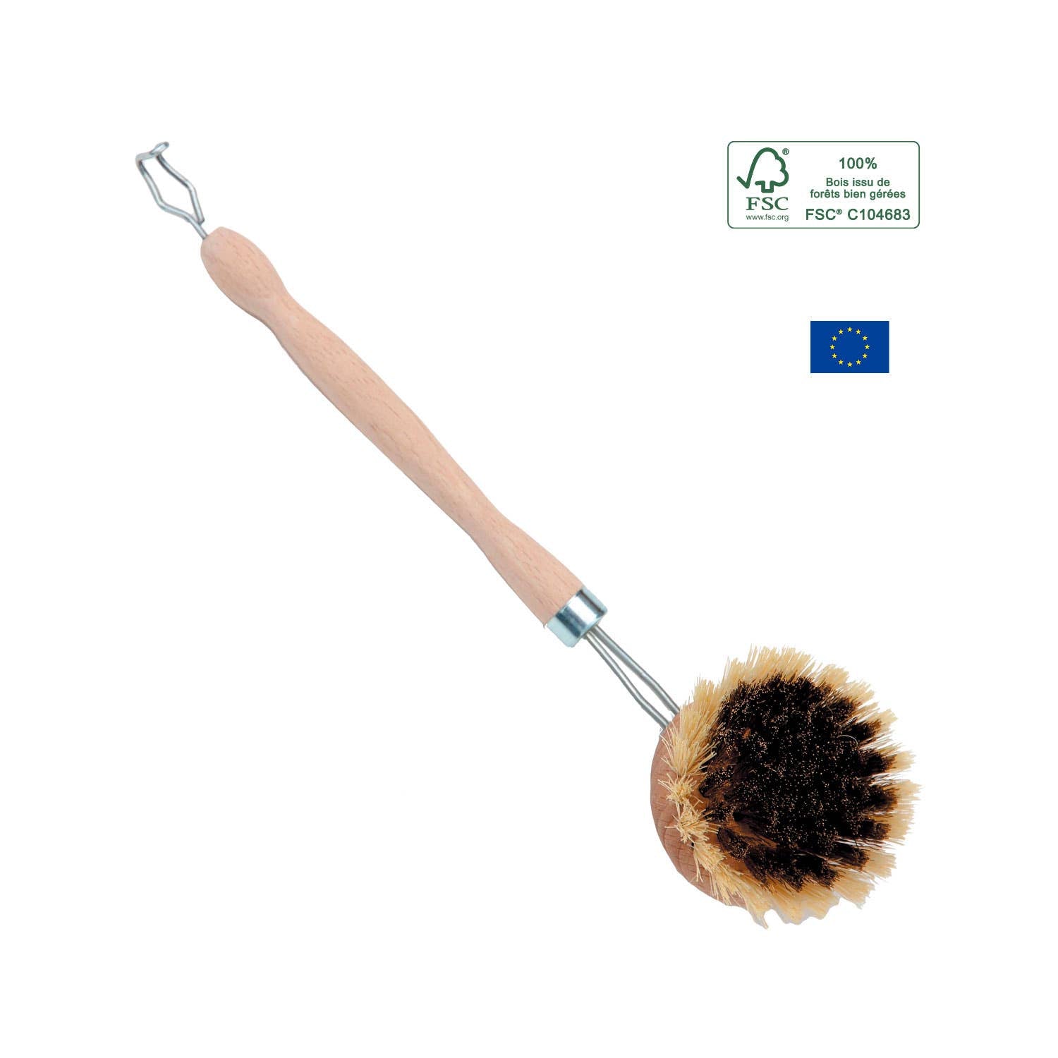 Brosse Vaisselle Rechargeable Laiton Et Fibres Naturelles - La Droguerie