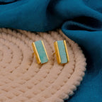 Clou serti en barre anti-ternissement avec pierre précieuse druzy vert clair