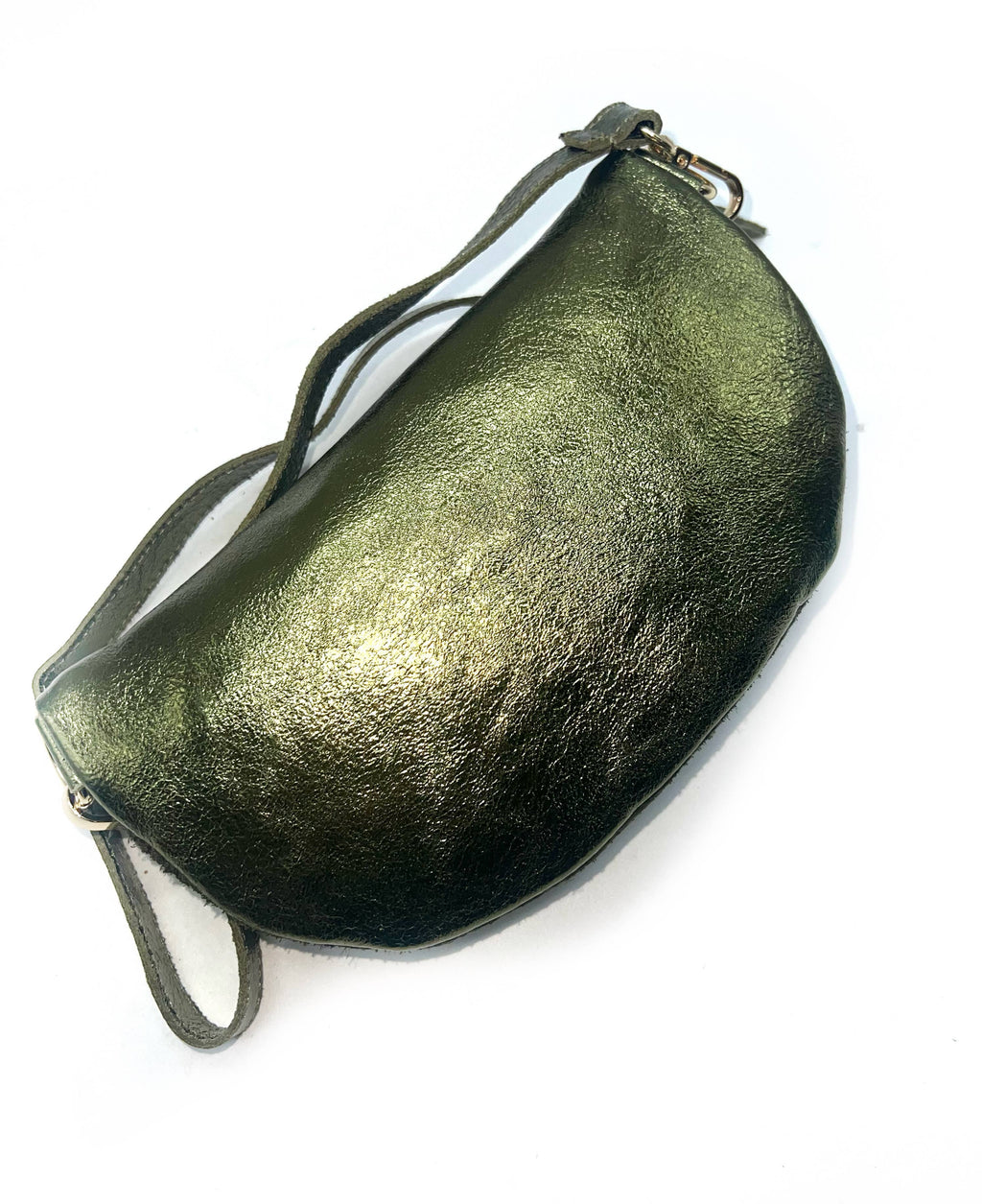 Sac Banane Bi-Matière Noir cuir– Fabrication Italienne: Camel