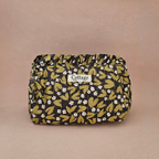 Trousse maquillage froufrou 100 % coton  : Léopard fleuri marron