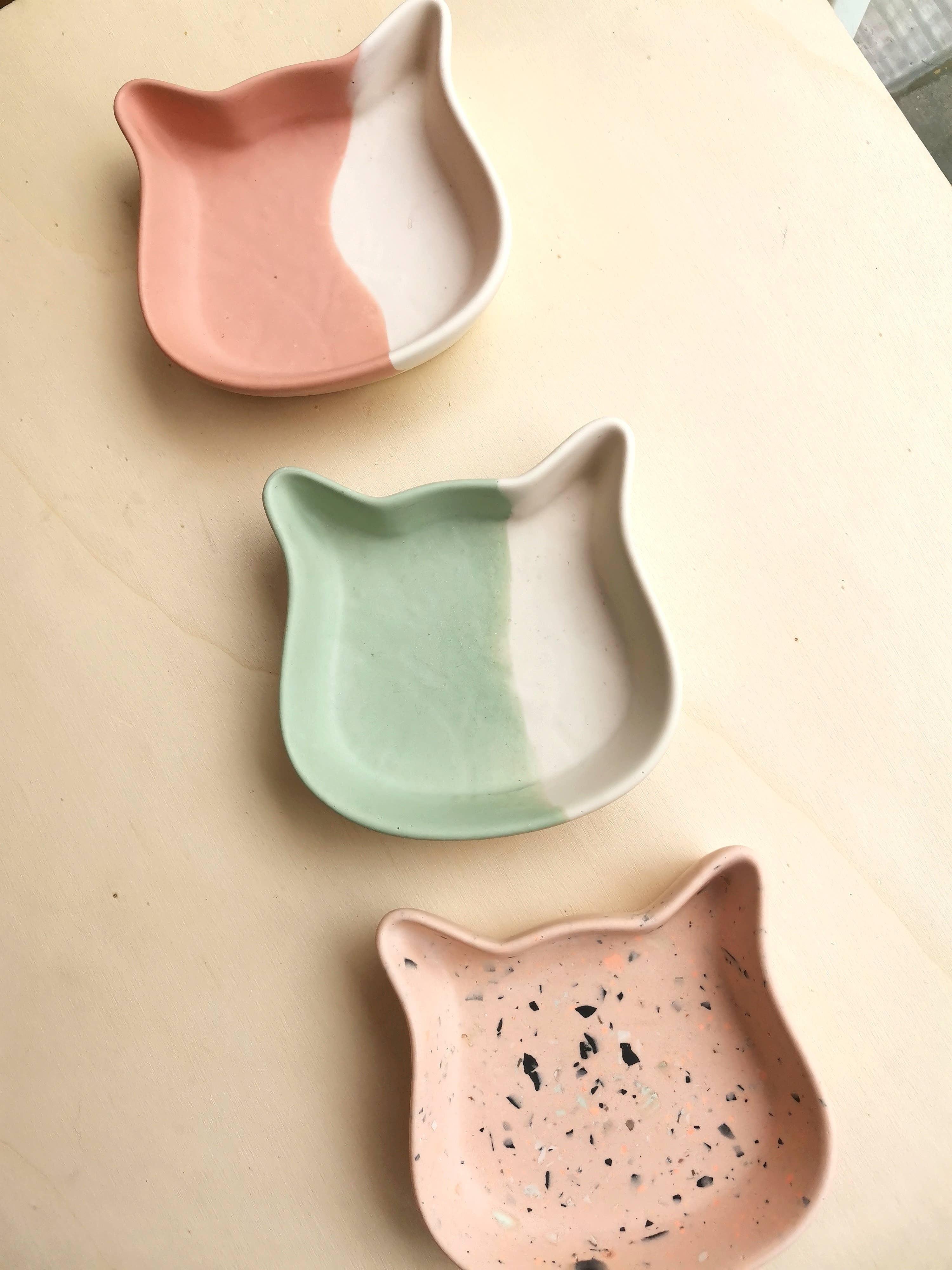 Plateau bol en forme de chat: Vert/blanc