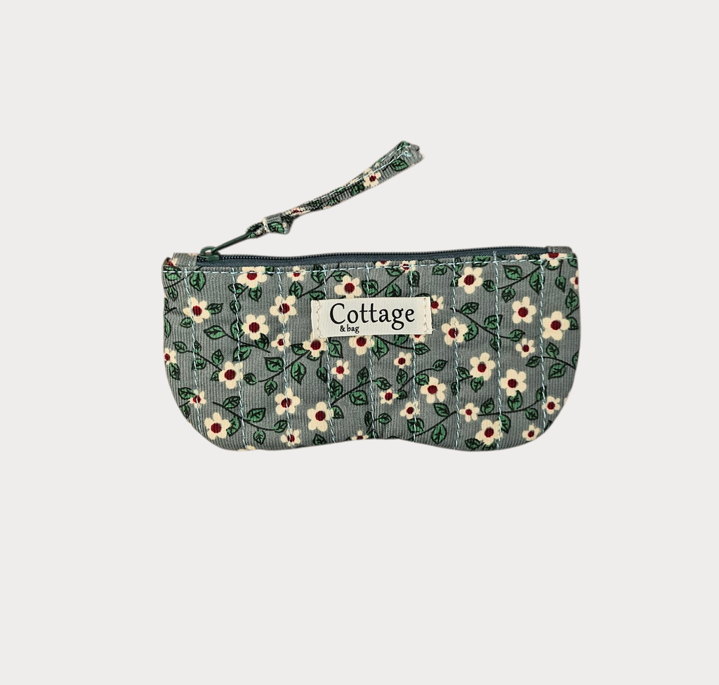 Porte lunette  100 % coton  : Petite blanche bleu