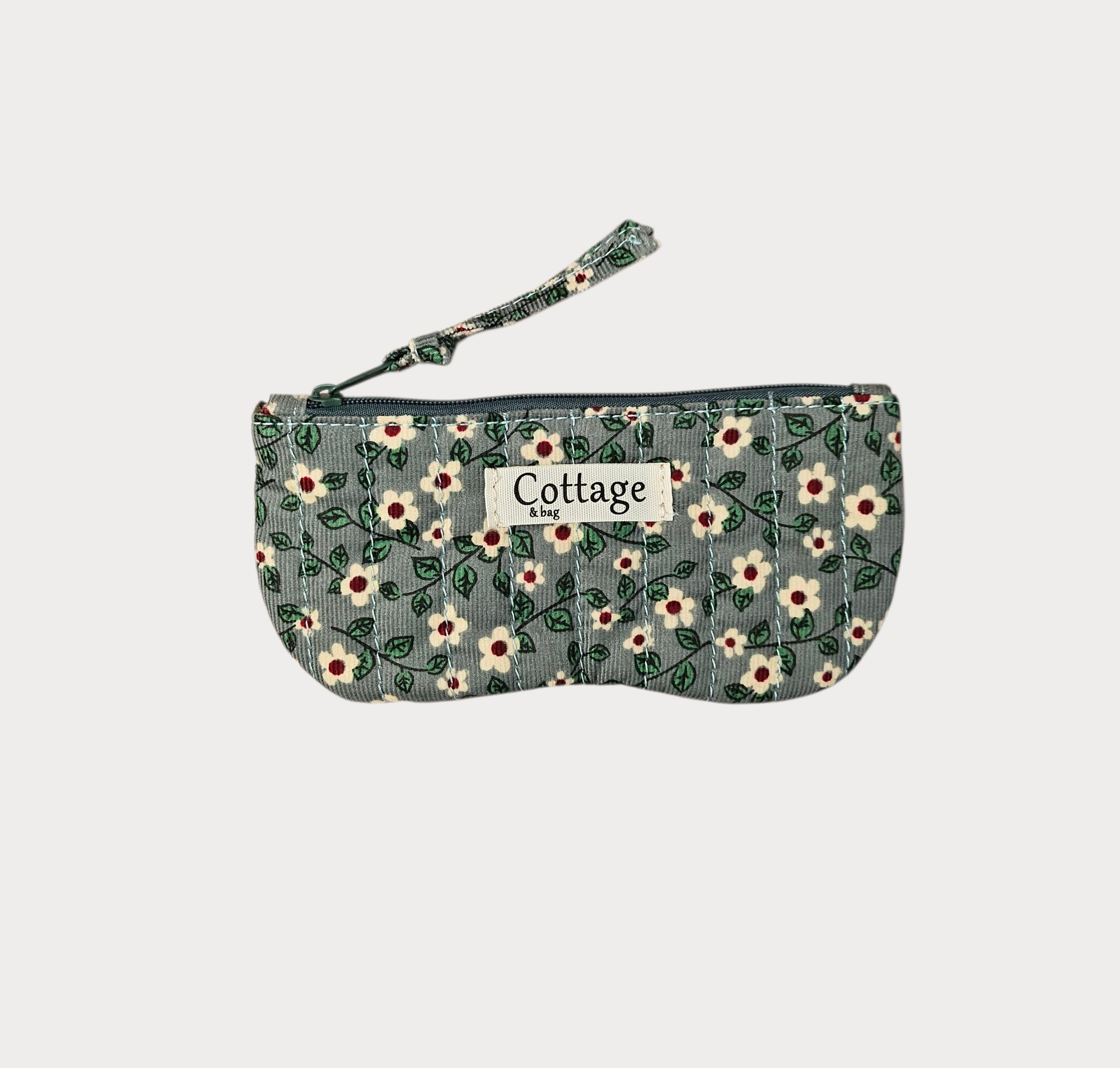 Porte lunette  100 % coton  : Petite blanche bleu