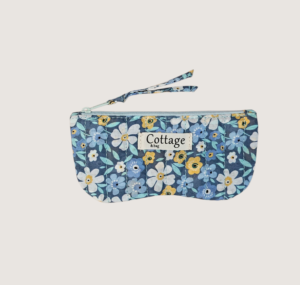 Porte lunette  100 % coton  : Patch bleu