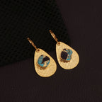 Boucles d'oreilles pendantes texturées martelées plaquées or Mohave Améthyste