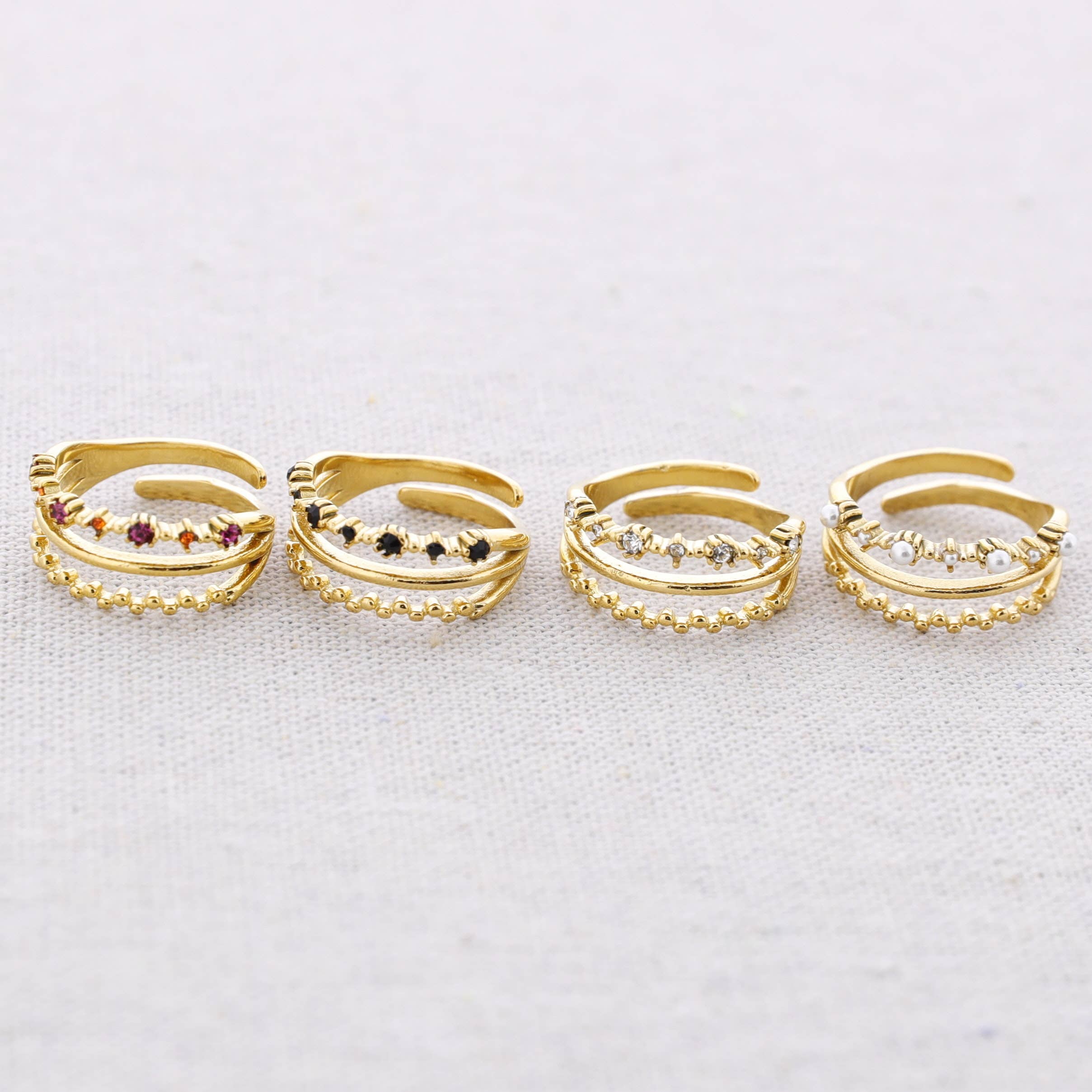 Bague Acier Plusieurs Bandes Perles: Combiné 1