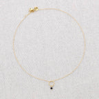 Collier Ras-du-cou Acier Pendentif Anneau Pierre: Noir