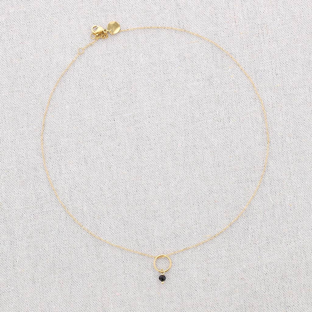 Collier Ras-du-cou Acier Pendentif Anneau Pierre: Noir
