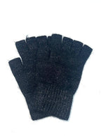 ST-3019 Mitaine uni lurex en laine d'angora mélangé: Noir