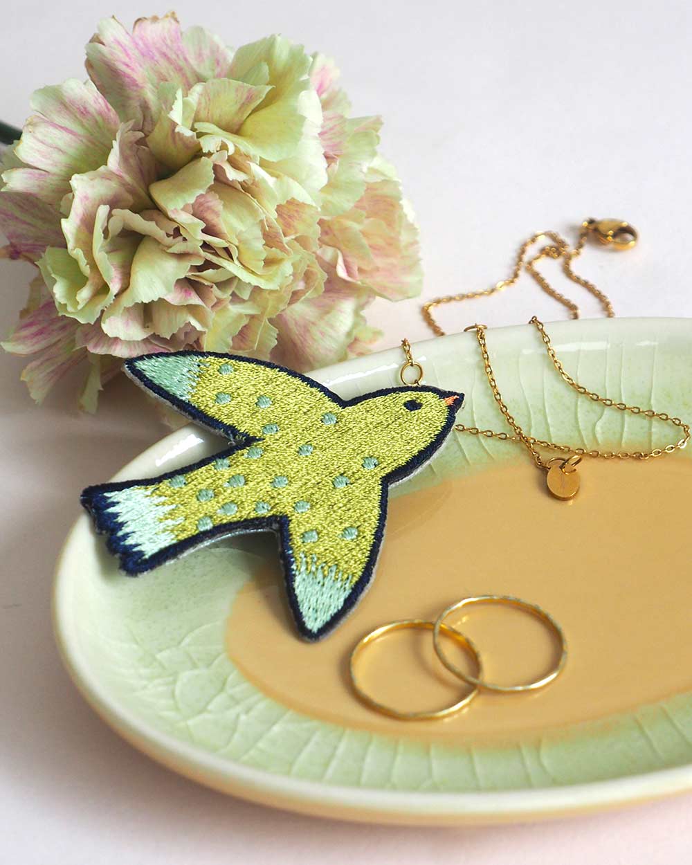 Patch brodé thermocollant motif Oiseau bronze