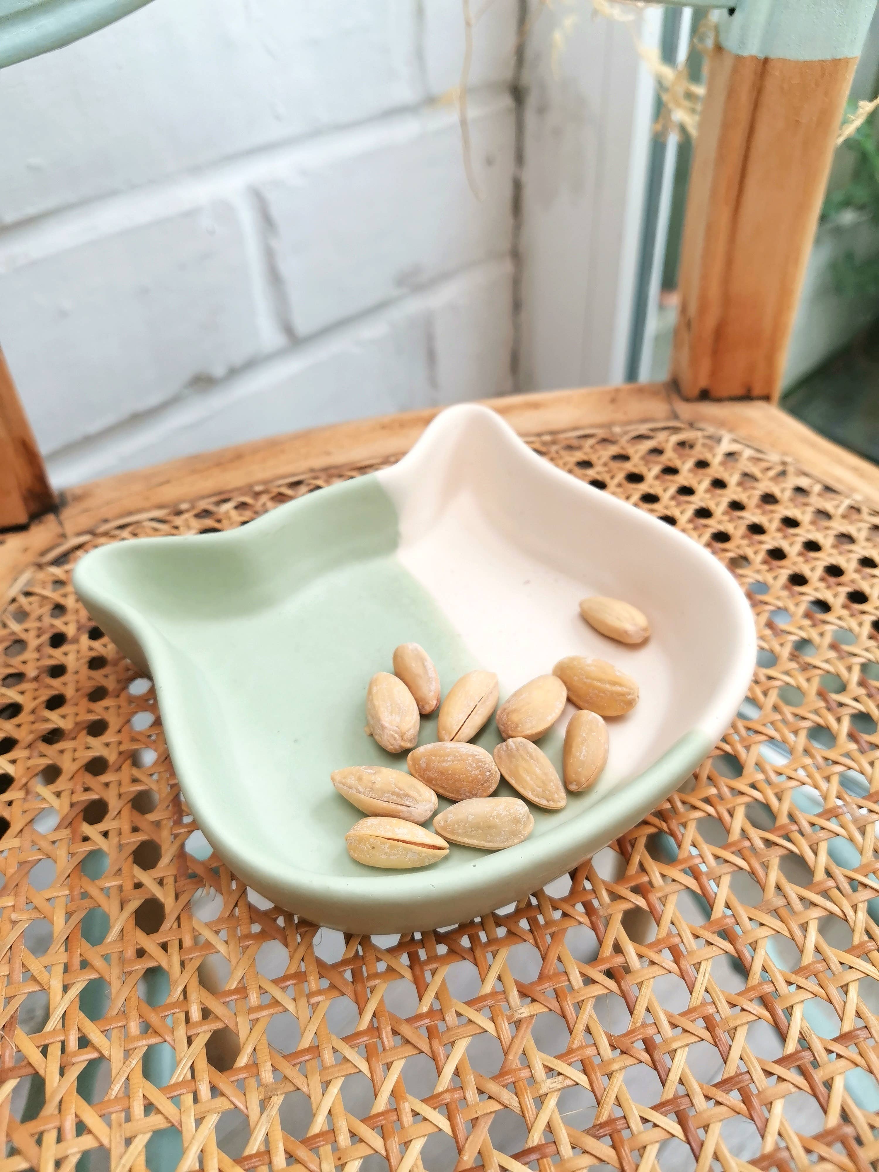 Plateau bol en forme de chat: Vert/blanc