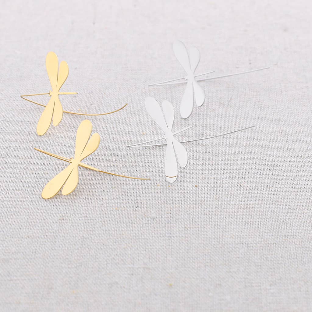 Boucles d'oreilles en acier Libellule: Or