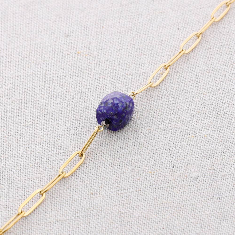 Collier en acier Stone Link: Œil-de-tigre