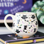 Mug arrondi avec imprimé de chat noir mignon et effrayant