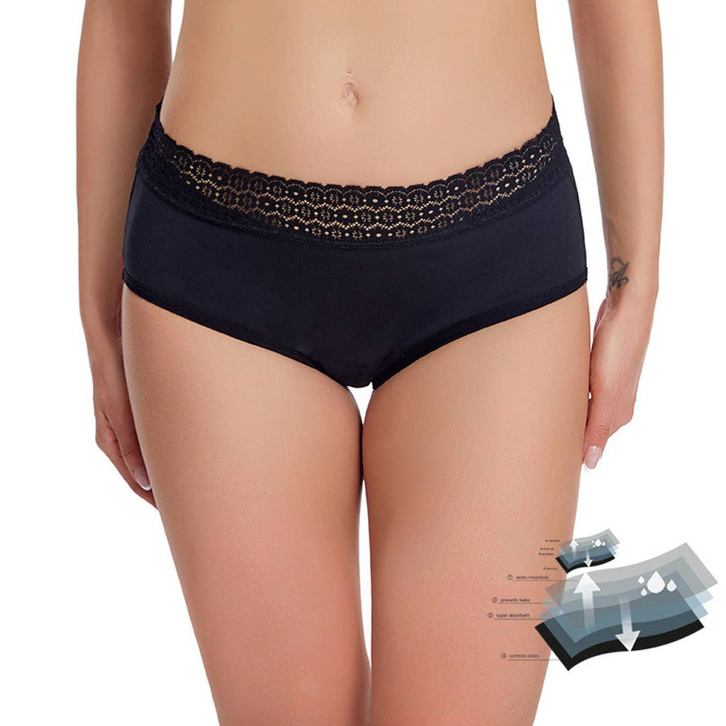 Jupe périodique en coton à taille basse avec dentelle: Noir / S