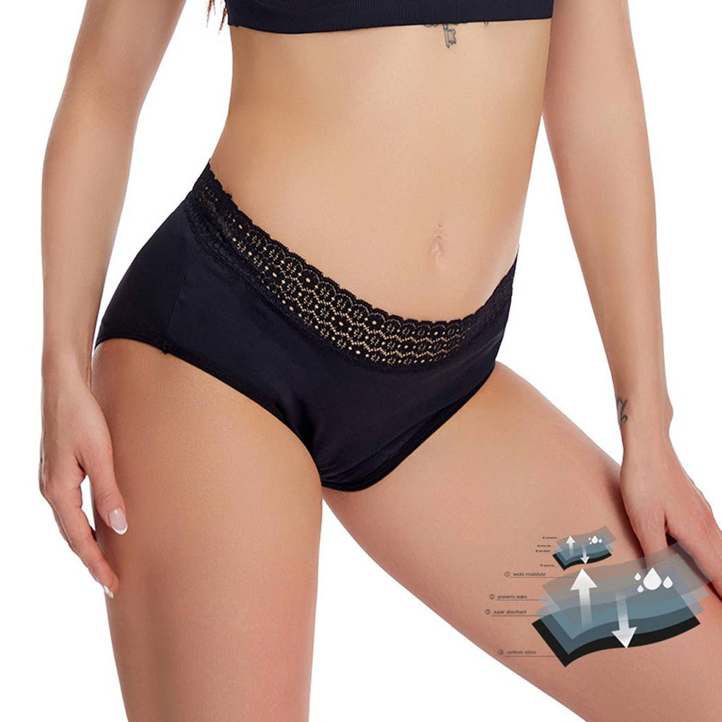 Jupe périodique en coton à taille basse avec dentelle: Noir / S