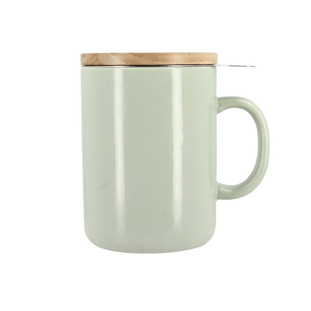 Tisanière Anna 350ml en grès céladon et couvercle en bois