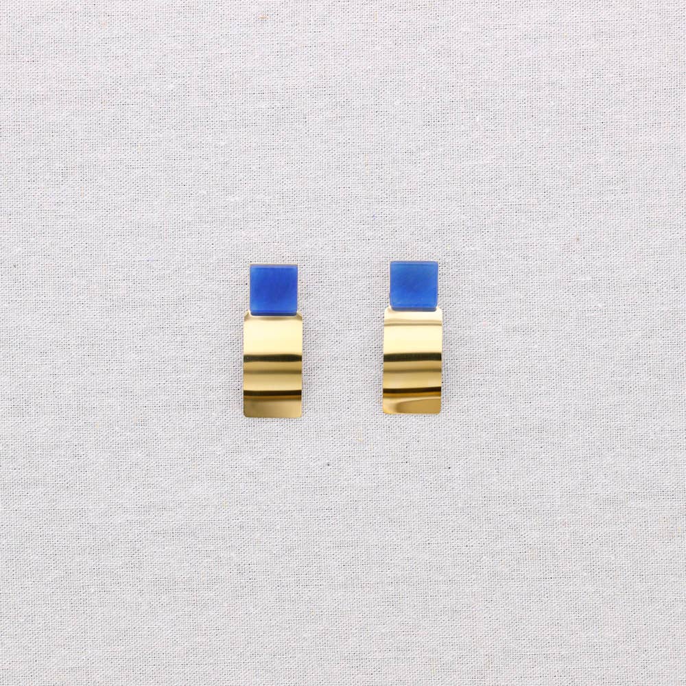 Boucles d'oreilles géométriques en acier: Vert olive