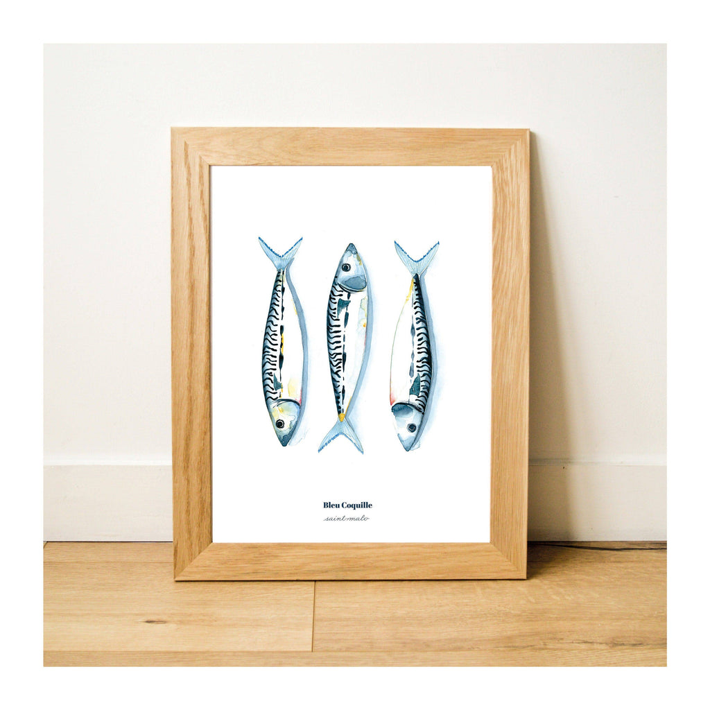 Papeterie Affiche Illustration Déco -  Les Maquereaux: 14.8 x 21 cm